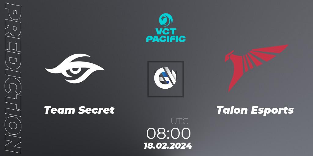 Team Secret - Talon Esports: ennuste. 18.02.24, VALORANT, VCT 2024: Pacific Kickoff