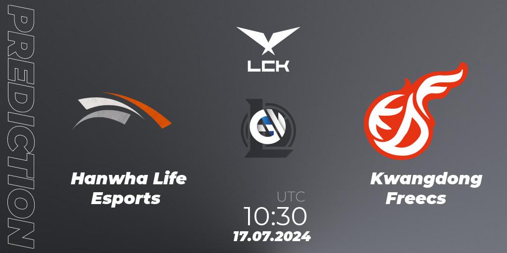 Hanwha Life Esports - Kwangdong Freecs: ennuste. 17.07.2024 at 10:30, LoL, LCK Summer 2024 Group Stage