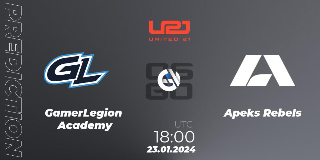 GamerLegion Academy - Apeks Rebels: ennuste. 23.01.24, CS2 (CS:GO), United21 Season 10: Division 2