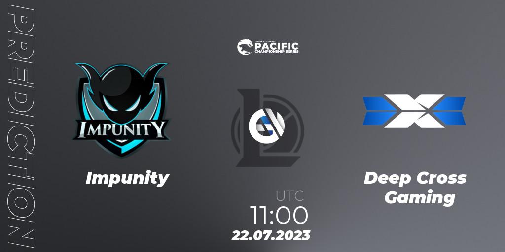 Impunity - Deep Cross Gaming: ennuste. 22.07.2023 at 11:00, LoL, PACIFIC Championship series Group Stage