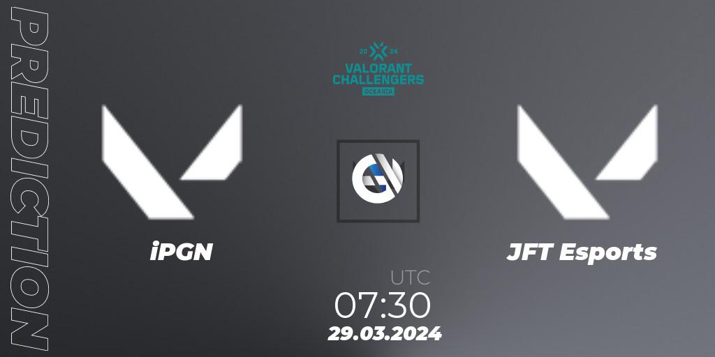iPGN - JFT Esports: ennuste. 29.03.2024 at 07:30, VALORANT, VALORANT Challengers 2024 Oceania: Split 1