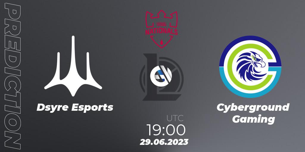 Dsyre Esports - Cyberground Gaming: ennuste. 29.06.2023 at 19:00, LoL, PG Nationals Summer 2023