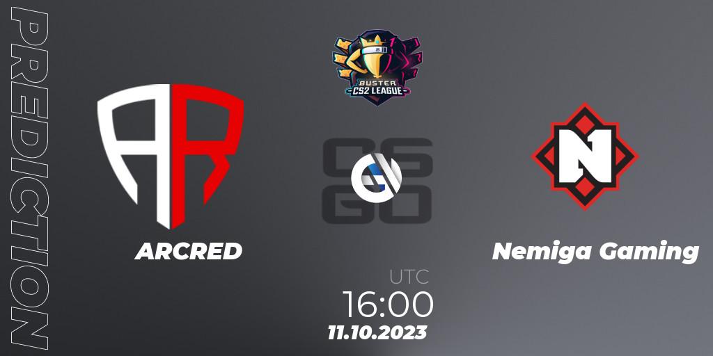 ARCRED - Nemiga Gaming: ennuste. 11.10.2023 at 13:00, Counter-Strike (CS2), Buster CS2 League