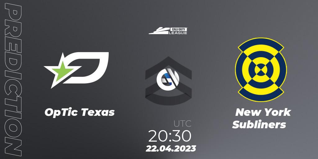 OpTic Texas - New York Subliners: ennuste. 22.04.2023 at 20:30, Call of Duty, Call of Duty League 2023: Stage 4 Major