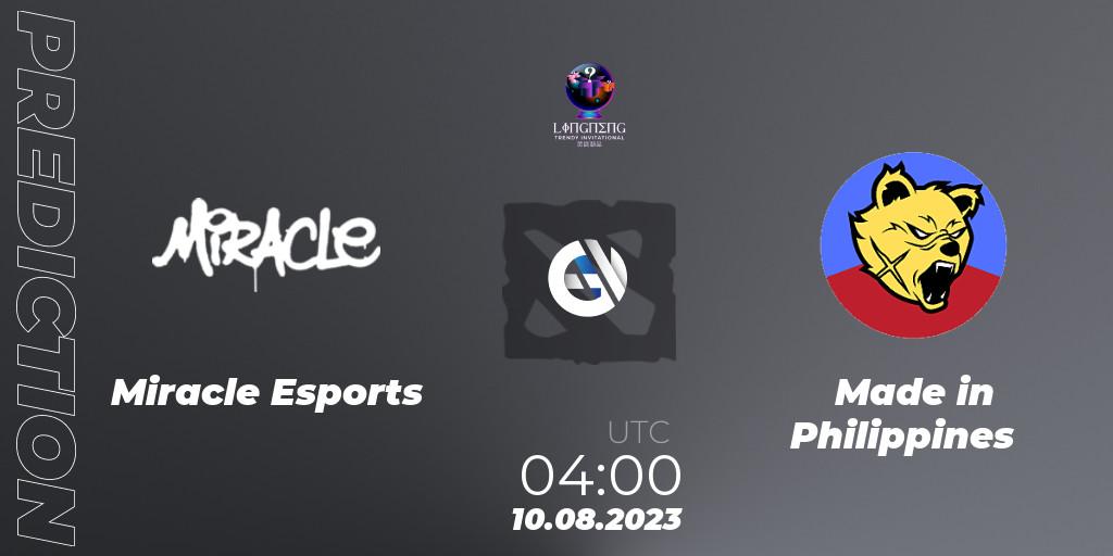 Miracle Esports - Made in Philippines: ennuste. 10.08.2023 at 04:07, Dota 2, LingNeng Trendy Invitational