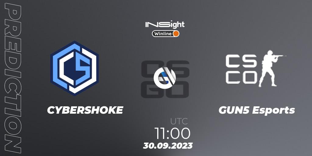 CYBERSHOKE - GUN5 Esports: ennuste. 30.09.2023 at 11:00, Counter-Strike (CS2), Winline Insight Season 4