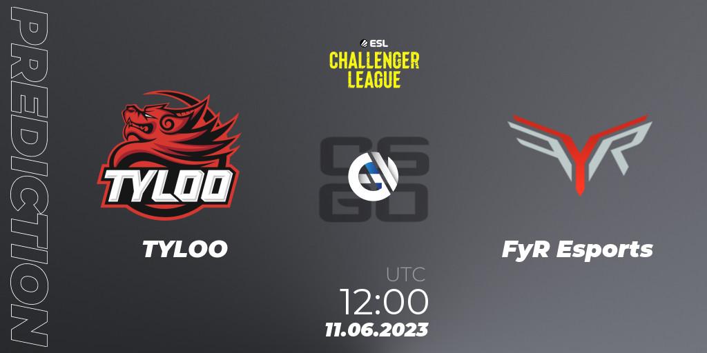 TYLOO - FyR Esports: ennuste. 11.06.2023 at 12:00, Counter-Strike (CS2), ESL Challenger League Season 45 Relegation: Asia-Pacific