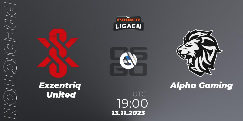 Exzentriq United - Alpha Gaming: ennuste. 13.11.2023 at 19:00, Counter-Strike (CS2), Dust2.dk Ligaen Season 24: Regular Season