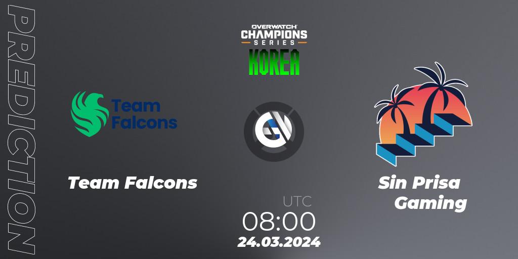 Team Falcons - Sin Prisa Gaming: ennuste. 24.03.2024 at 08:00, Overwatch, Overwatch Champions Series 2024 - Stage 1 Korea