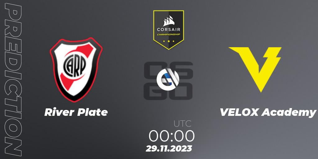 River Plate - VELOX Academy: ennuste. 29.11.2023 at 01:30, Counter-Strike (CS2), Corsair Championship 2023