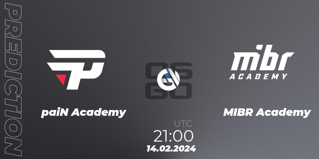 paiN Academy - MIBR Academy: ennuste. 14.02.2024 at 21:00, Counter-Strike (CS2), RedZone PRO League Season 1