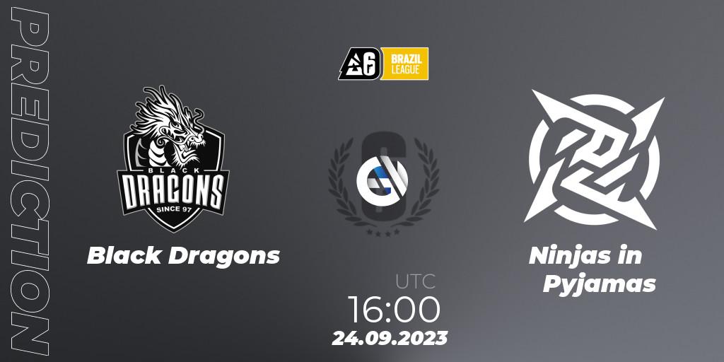 Black Dragons - Ninjas in Pyjamas: ennuste. 24.09.2023 at 16:00, Rainbow Six, Brazil League 2023 - Stage 2