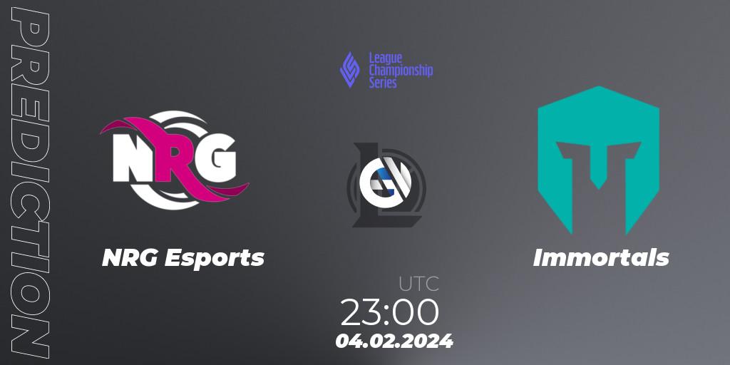 NRG Esports - Immortals: ennuste. 05.02.24, LoL, LCS Spring 2024 - Group Stage