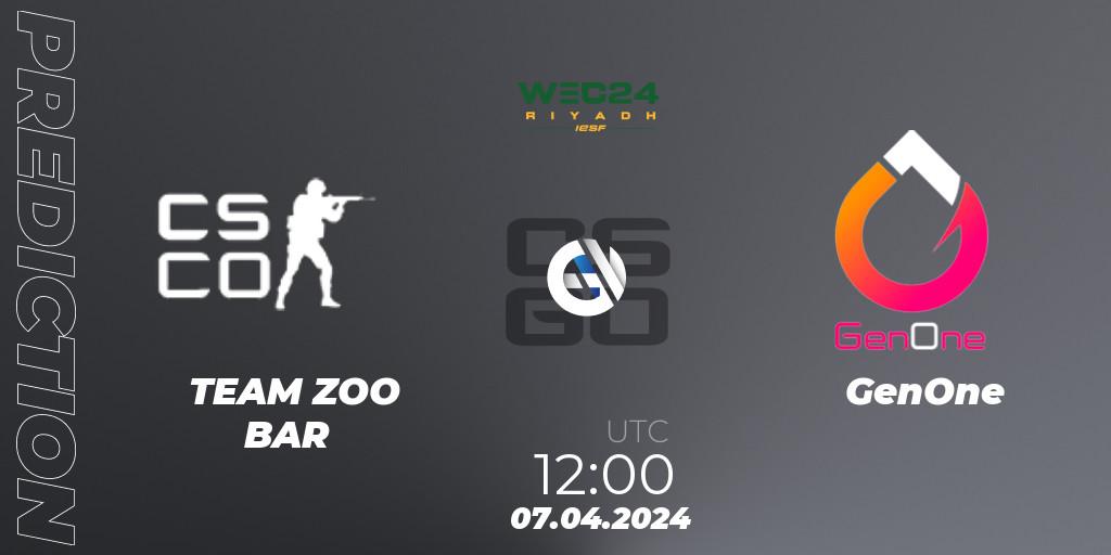 TEAM ZOO BAR - GenOne: ennuste. 07.04.24, CS2 (CS:GO), IESF World Esports Championship 2024: French Qualifier