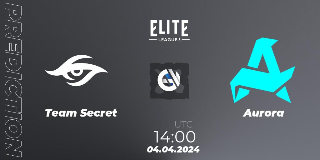 Team Secret - Aurora: ennuste. 04.04.24, Dota 2, Elite League: Swiss Stage
