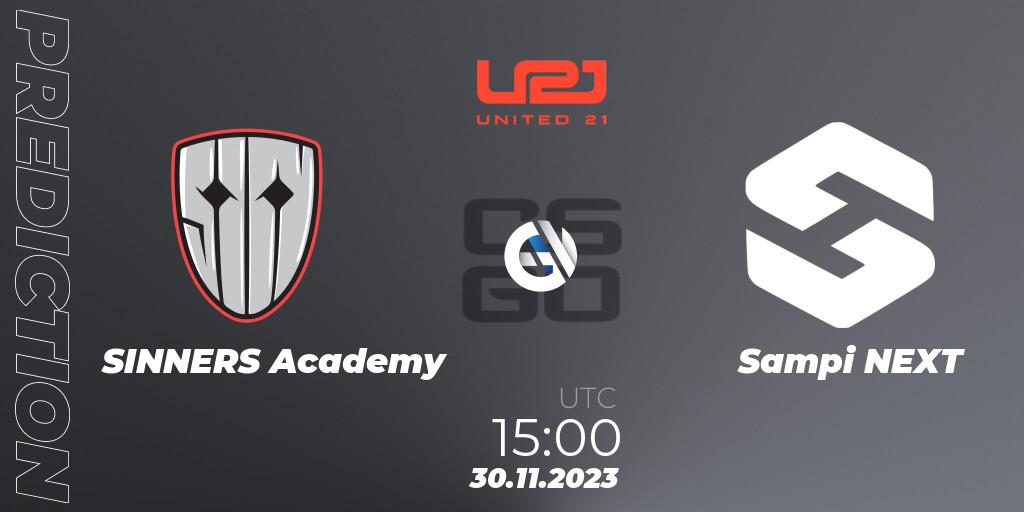 SINNERS Academy - Sampi NEXT: ennuste. 30.11.2023 at 15:00, Counter-Strike (CS2), United21 Season 8: Division 2