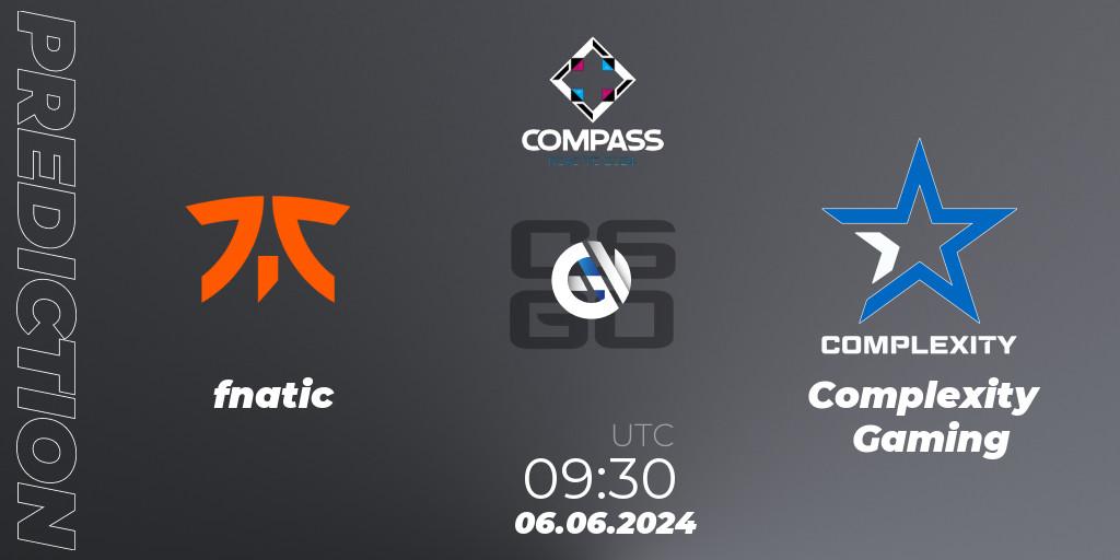 fnatic - Complexity Gaming: ennuste. 06.06.2024 at 09:35, Counter-Strike (CS2), YaLLa Compass 2024