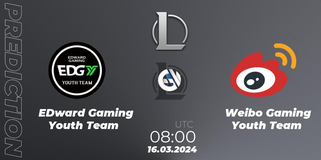 EDward Gaming Youth Team - Weibo Gaming Youth Team: ennuste. 16.03.2024 at 08:00, LoL, LDL 2024 - Stage 1