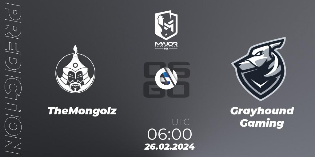 TheMongolz - Grayhound Gaming: ennuste. 26.02.24, CS2 (CS:GO), PGL CS2 Major Copenhagen 2024 Asia RMR