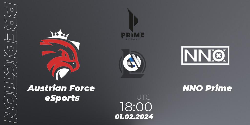 Austrian Force eSports - NNO Prime: ennuste. 01.02.2024 at 21:00, LoL, Prime League Spring 2024 - Group Stage