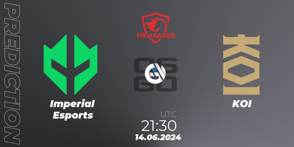 Imperial Esports - KOI: ennuste. 14.06.2024 at 23:00, Counter-Strike (CS2), FiReLEAGUE 2023 Global Finals
