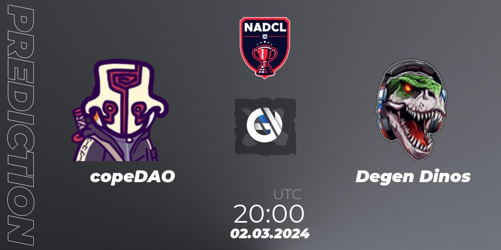 copeDAO - Degen Dinos: ennuste. 02.03.2024 at 20:00, Dota 2, North American Dota Challengers League Season 6 Division 1