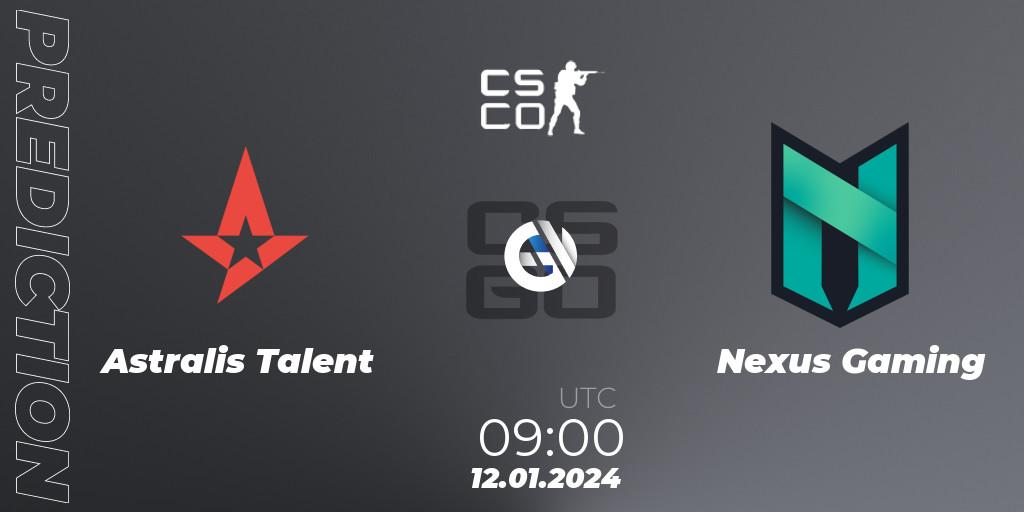 Astralis Talent - Nexus Gaming: ennuste. 12.01.2024 at 09:00, Counter-Strike (CS2), European Pro League Season 14: Division 2