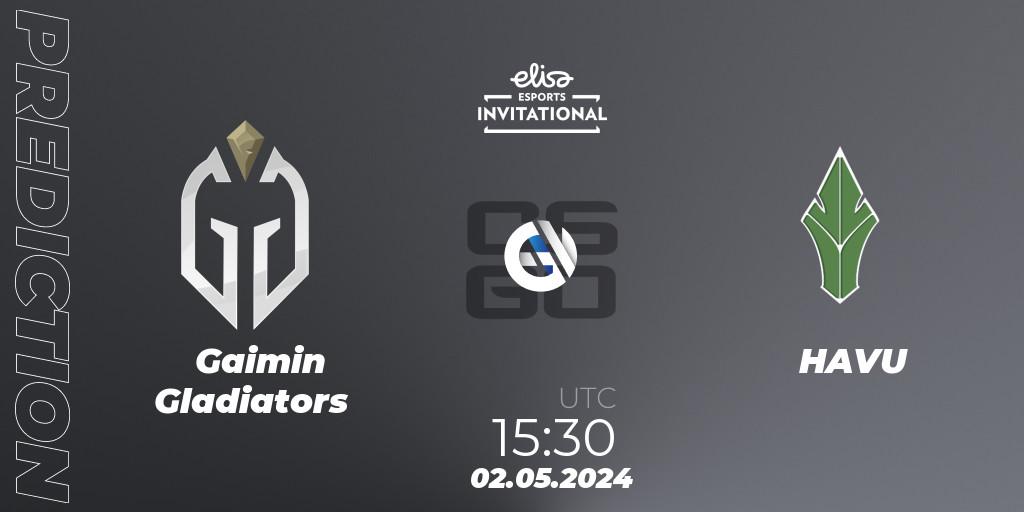 Gaimin Gladiators - HAVU: ennuste. 02.05.2024 at 15:30, Counter-Strike (CS2), Elisa Invitational Spring 2024