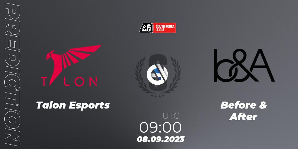 Talon Esports - Before & After: ennuste. 08.09.2023 at 09:00, Rainbow Six, South Korea League 2023 - Stage 2