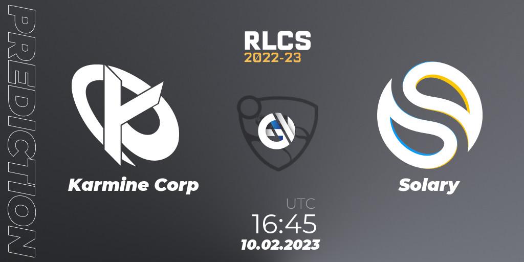 Karmine Corp - Solary: ennuste. 10.02.2023 at 16:45, Rocket League, RLCS 2022-23 - Winter: Europe Regional 2 - Winter Cup