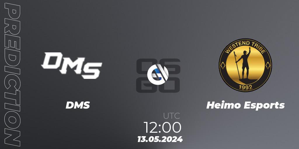 DMS - Heimo Esports: ennuste. 13.05.2024 at 12:25, Counter-Strike (CS2), CCT Season 2 Europe Series 4 Closed Qualifier