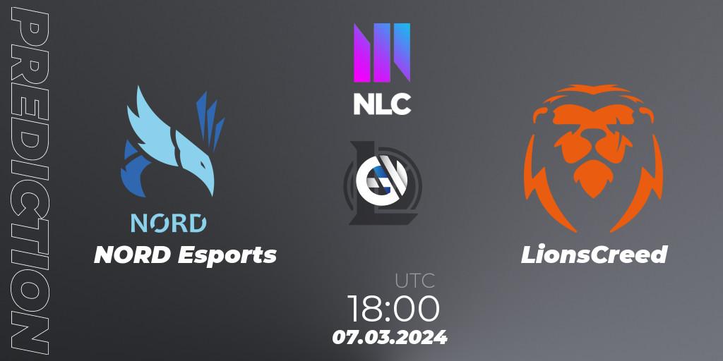 NORD Esports - LionsCreed: ennuste. 07.03.2024 at 18:00, LoL, NLC 1st Division Spring 2024