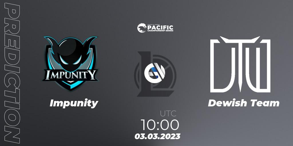 Impunity - Dewish Team: ennuste. 03.03.2023 at 10:00, LoL, PCS Spring 2023 - Group Stage