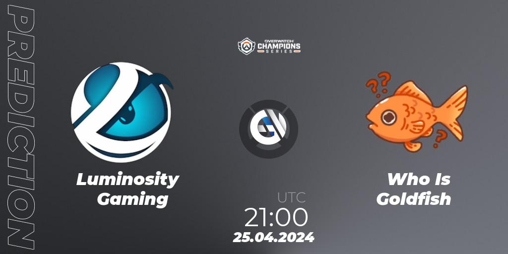 Luminosity Gaming - Who Is Goldfish: ennuste. 25.04.2024 at 21:00, Overwatch, Overwatch Champions Series 2024 - North America Stage 2 Main Event
