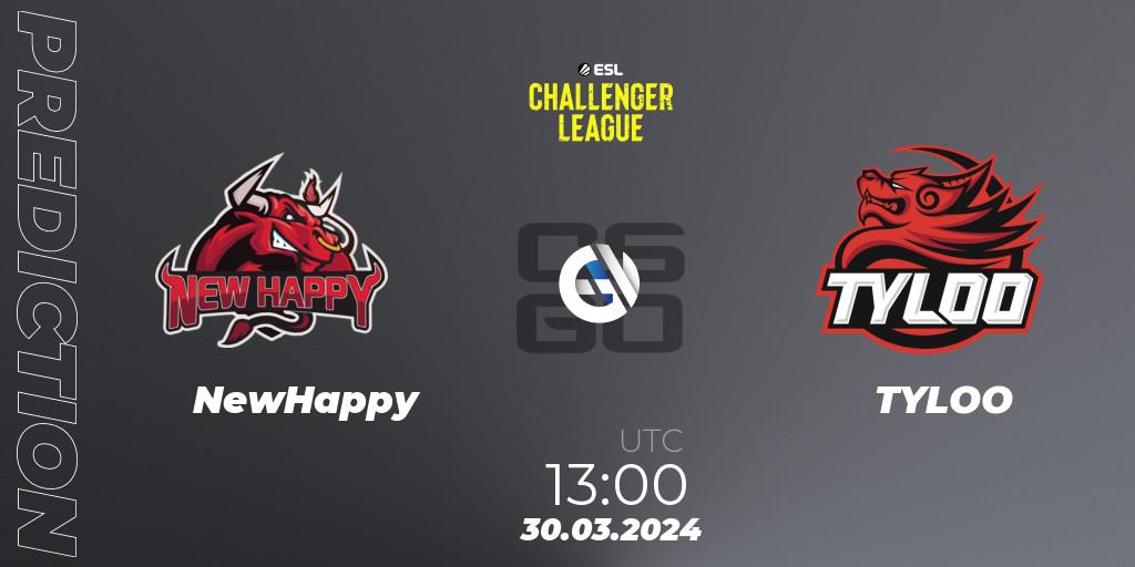 NewHappy - TYLOO: ennuste. 30.03.24, CS2 (CS:GO), ESL Challenger League Season 47: Asia