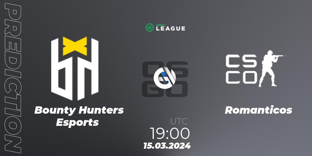 Bounty Hunters Esports - Romanticos: ennuste. 15.03.2024 at 19:00, Counter-Strike (CS2), ESEA Season 48: Open Division - South America