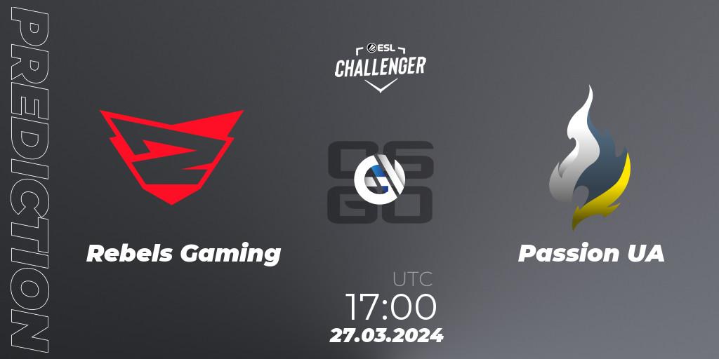 Rebels Gaming - Passion UA: ennuste. 27.03.2024 at 17:00, Counter-Strike (CS2), ESL Challenger #57: European Open Qualifier