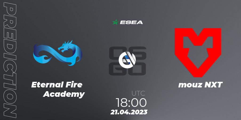Eternal Fire Academy - mouz NXT: ennuste. 21.04.2023 at 18:00, Counter-Strike (CS2), ESEA Season 45: Advanced Division - Europe