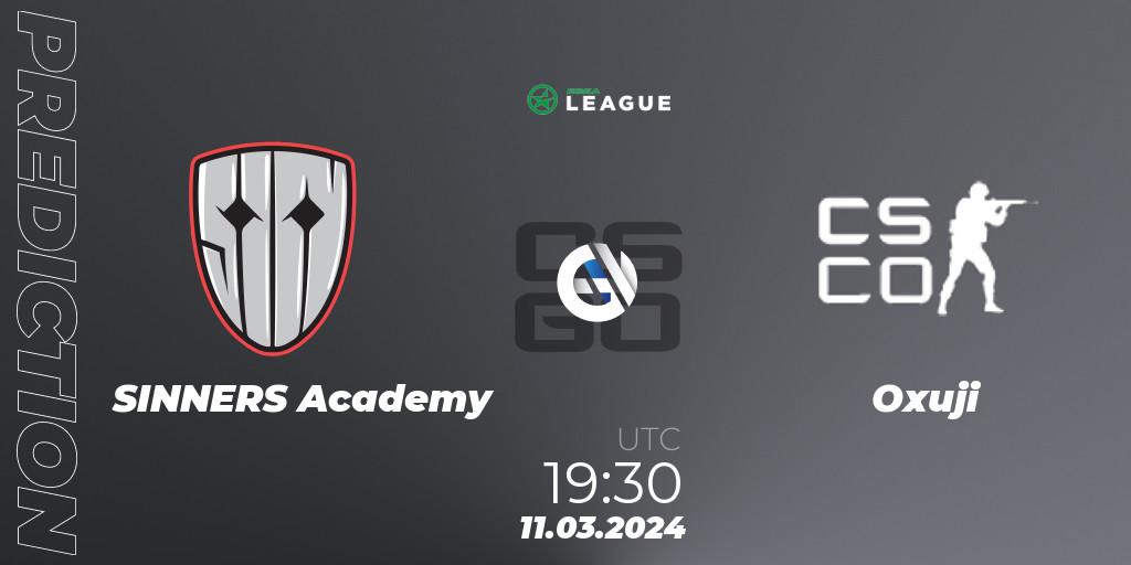 SINNERS Academy - Oxuji: ennuste. 11.03.2024 at 19:30, Counter-Strike (CS2), ESEA Season 48: Main Division - Europe
