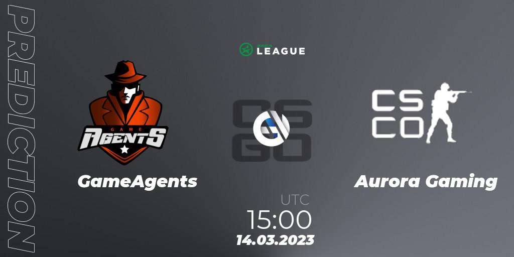 GameAgents - Aurora: ennuste. 14.03.2023 at 15:00, Counter-Strike (CS2), ESEA Season 44: Main Division - Europe