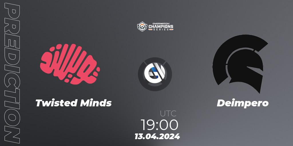 Twisted Minds - Deimpero: ennuste. 13.04.2024 at 19:00, Overwatch, Overwatch Champions Series 2024 - EMEA Stage 2 Group Stage