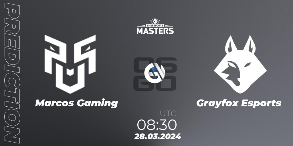 Marcos Gaming - Grayfox Esports: ennuste. 28.03.2024 at 08:30, Counter-Strike (CS2), Skyesports Masters 2024: Indian Qualifier