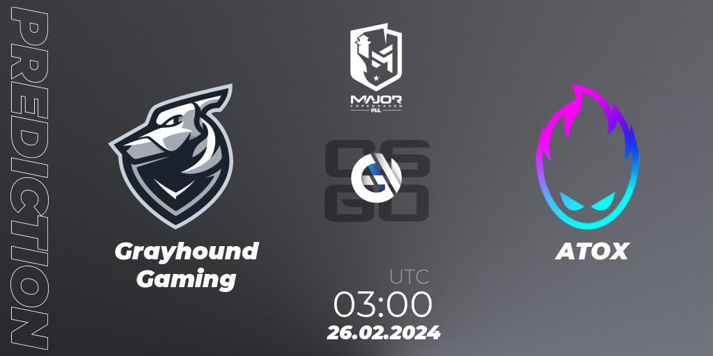 Grayhound Gaming - ATOX: ennuste. 26.02.2024 at 03:00, Counter-Strike (CS2), PGL CS2 Major Copenhagen 2024 Asia RMR
