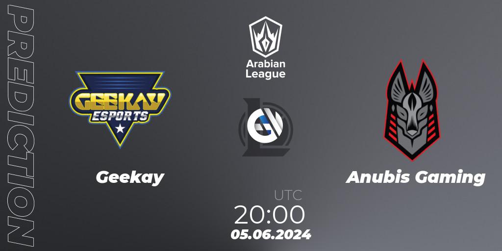 Geekay - Anubis Gaming: ennuste. 05.06.2024 at 20:00, LoL, Arabian League Summer 2024