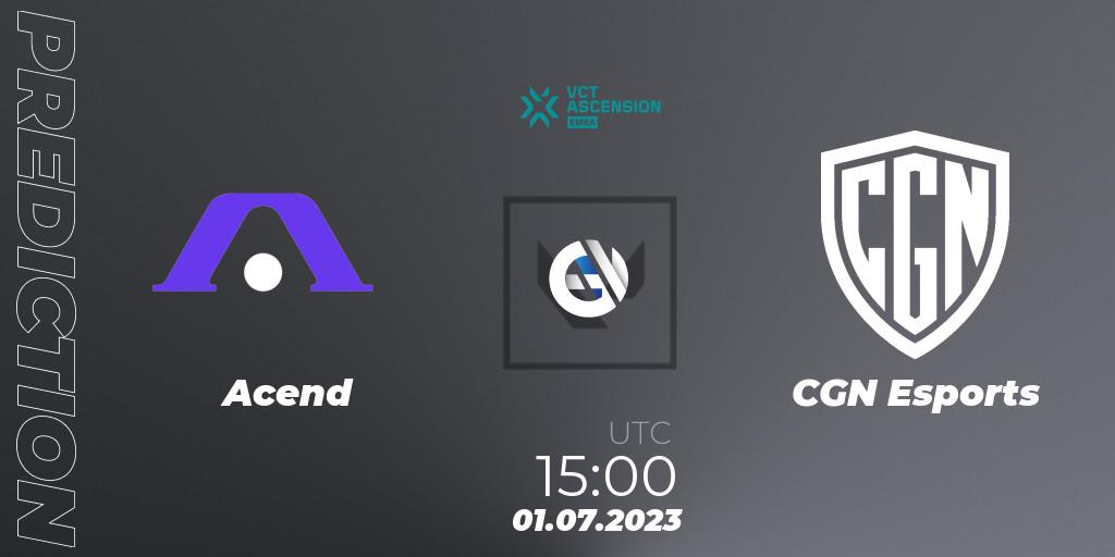 Acend - CGN Esports: ennuste. 01.07.2023 at 15:10, VALORANT, VALORANT Challengers Ascension 2023: EMEA - Group Stage