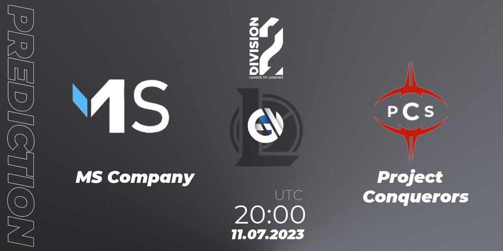 MS Company - Project Conquerors: ennuste. 11.07.2023 at 20:00, LoL, LFL Division 2 Summer 2023 - Group Stage