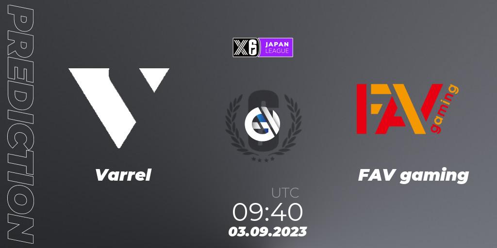 Varrel - FAV gaming: ennuste. 03.09.2023 at 09:40, Rainbow Six, Japan League 2023 - Stage 2