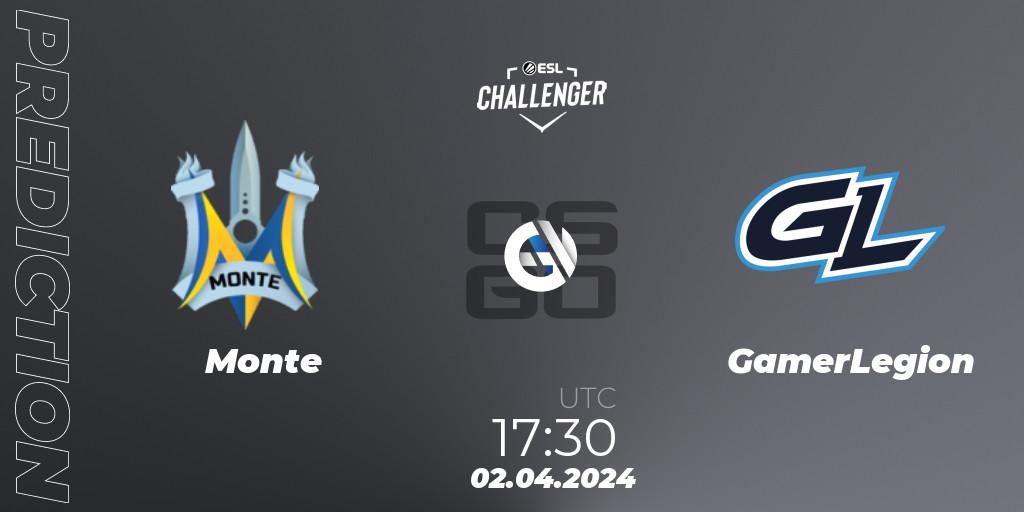 Monte - GamerLegion: ennuste. 02.04.24, CS2 (CS:GO), ESL Challenger #57: European Closed Qualifier