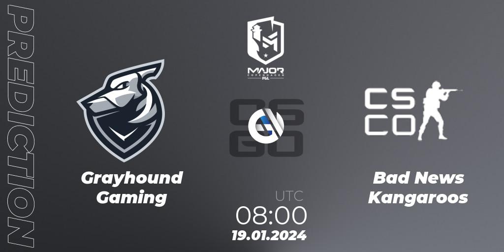 Grayhound Gaming - Bad News KangaroosN: ennuste. 19.01.2024 at 08:00, Counter-Strike (CS2), PGL CS2 Major Copenhagen 2024 Oceania RMR Closed Qualifier