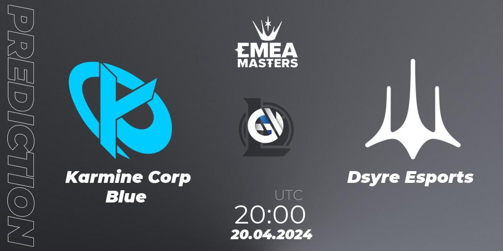 Karmine Corp Blue - Dsyre Esports: ennuste. 20.04.24, LoL, EMEA Masters Spring 2024 - Group Stage